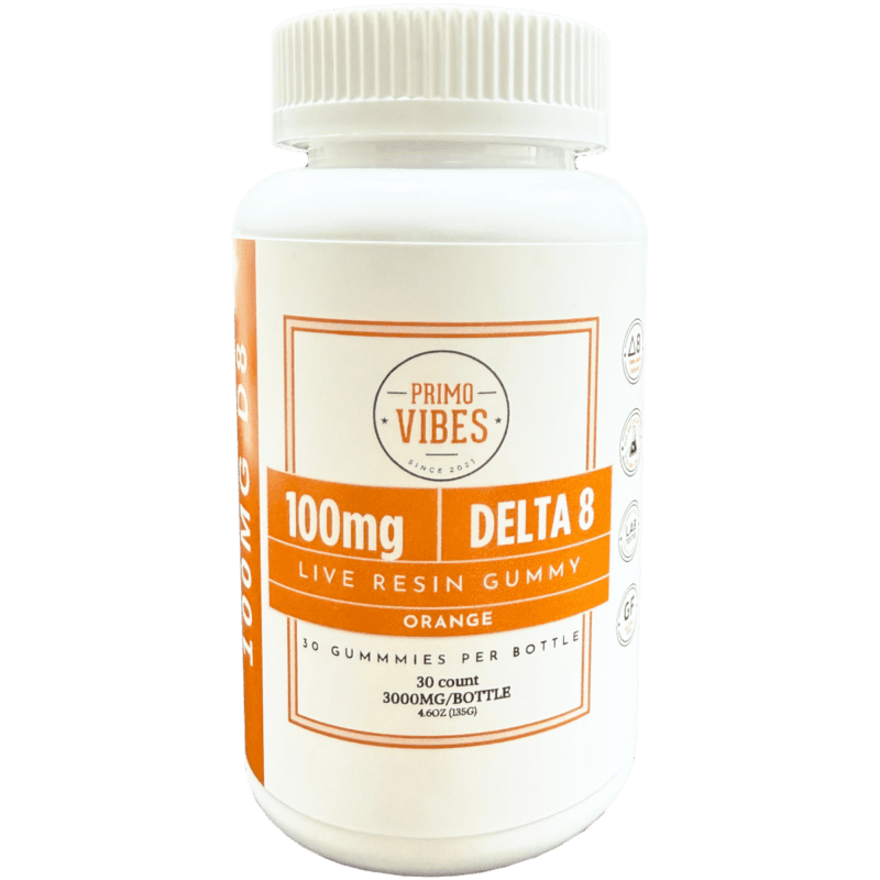 Primo Vibes 100mg Delta 8 Gummies - Orange